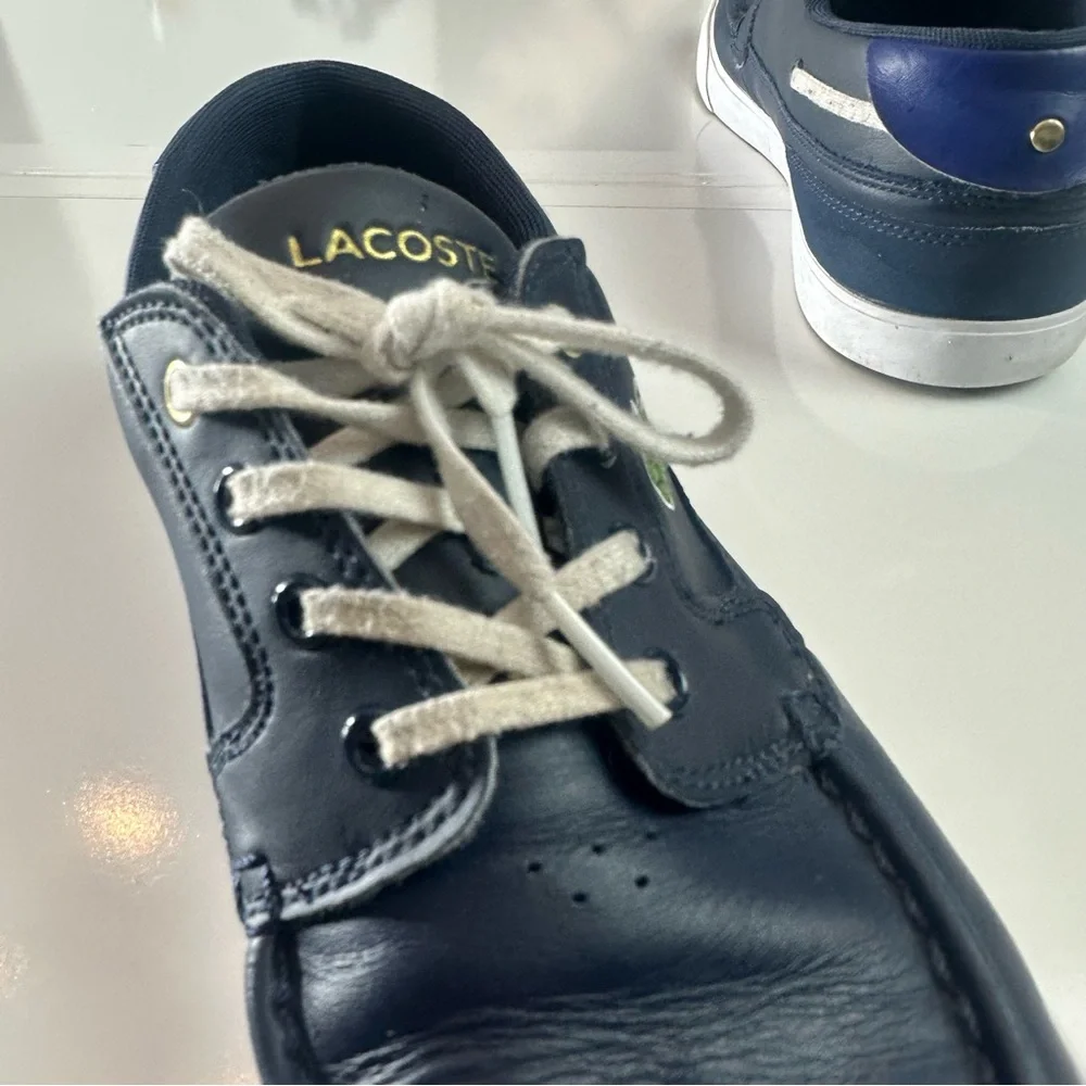Lacoste Leather Boat Shoes | Navy Blue Preppy Coastal Casual Sneakers size 10